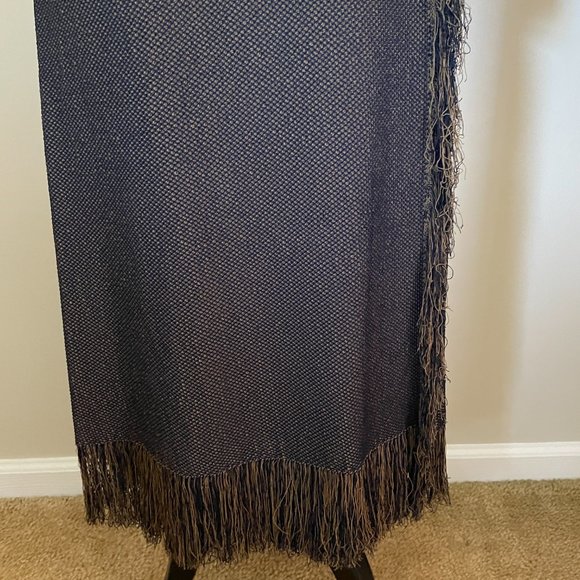 fringed, sweater knit skirt - Picture 2 of 12